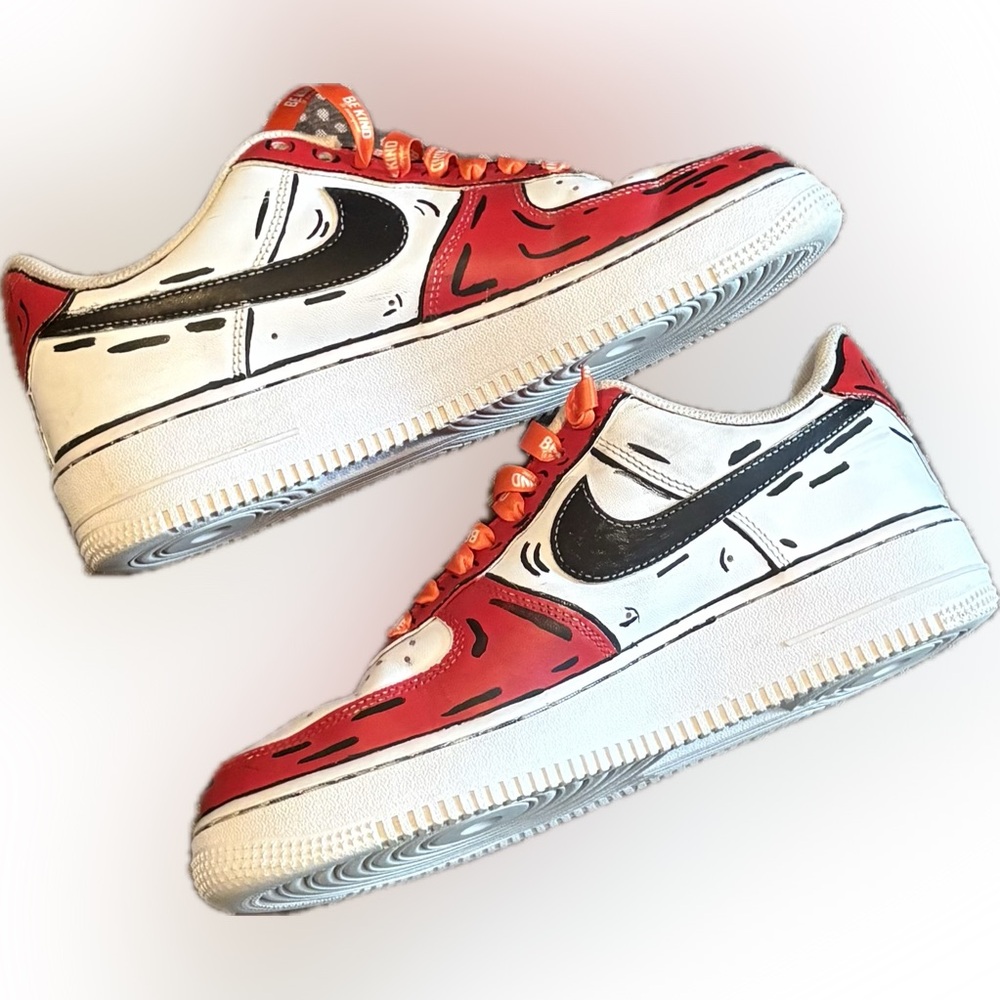 Custom Red and White Athletic Shoes